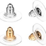 DSOMHZ 100pcs Fishhook Earring Backs - Bullet Clutch Back Earrings (Silver & Gold)-0