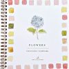 Flowers Watercolor Workbook by Emily Lex Studio, 12 Beginner Friendly Sketched Illustrations, Lay Flat Spiral Pages, 6.5 x 9 inch, 120lb Watercolor Paper-0