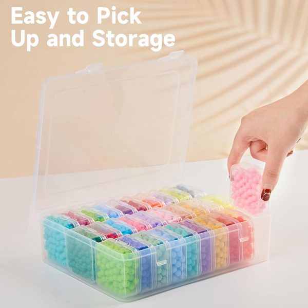 Bead Organizer Box, 60 Pcs Small Clear Plastic Bead Storage Cases, Mini Rectangle Storage Containers with Hinged Lids and Labels for DIY Art Craft Jewelry Bracelet Making-2