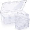 12 Pieces Small Clear Plastic Beads Storage Container and Organizer Transparent Boxes with Hinged Lid for Storage of Small Items, Jewelry, Diamonds, DIY Art Craft Accessory (3.35 x 2.17 x 1 Inch) clearinghouse