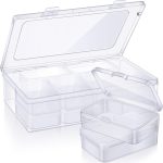 12 Pieces Small Clear Plastic Beads Storage Container and Organizer Transparent Boxes with Hinged Lid for Storage of Small Items, Jewelry, Diamonds, DIY Art Craft Accessory (3.35 x 2.17 x 1 Inch)-0