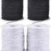 Stretchy String for Bracelets, 4 Rolls 1 mm Sturdy Elastic String Elastic Cord for Jewelry Making, Necklaces, Beading (2 Black+ 2 White)-0