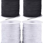 Stretchy String for Bracelets, 4 Rolls 1 mm Sturdy Elastic String Elastic Cord for Jewelry Making, Necklaces, Beading (2 Black+ 2 White)-0