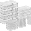 24Pack Mixed Sizes Small Plastic Storage Containers, Mini Rectangular Small Items Organizer Boxes with Hinged Lids and Labels for Craft Jewelry Beads-0