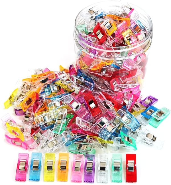 Sewing Clips, 100 Pcs with Plastic Box, Premium Quilting Clips for Supplies Crafting Tools, Assorted Colors Plastic Clips for Crafts,Sew Clip,Sew Clips,Sewing Notions clipspay