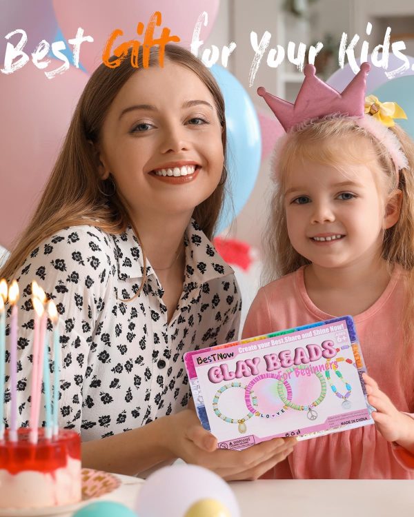 BestNow Clay Beads Bracelet Making Kit Toys for Girls Kids Charms Kit 18 Colors Friendship Bracelet Kit Letter Beads DIY Crafts Teen Girl Gifts Toys for Ages 6 7 8 9 10 11 12-4