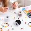 Stretchy Bracelet String Kit with Scissors & Beading Needle, 4 Rolls Elastic String for DIY Crafts, 1mm Stretchy Cord for Jewelry Making Sewing Necklace Beading, 660FT, (Black, White, Rainbow)-4