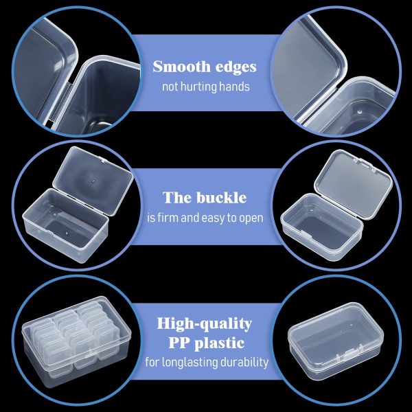 Blulu 24 Pcs Bead Organizer Plastic Small Bead Storage Box Clear Storage Case Craft Containers with 2 Pcs Hinged Lid Clear Craft Cases for Jewelry Making DIY Bracelets Beading (Large)-4