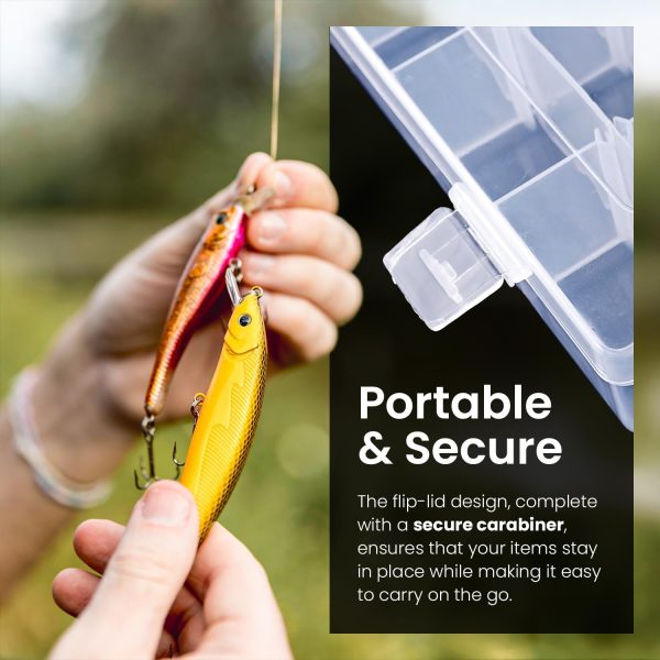 4pack 36 Grids Plastic Clear Organizer Box Bead Storage Containers with Adjustable Dividers for Craft Jewelry Fishing Tackles Parts Storage with 4 Sheets Label Stickers-3