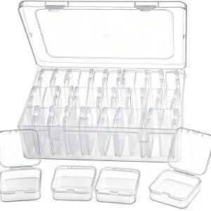 Bead Organizer Box，31Pcs Clear Bead Organizers and Storage Mini Rectangle Plastic Containers, Ideal for DIY Jewelry, Bracelet Making, Nail Art & Small Craft Parts-0