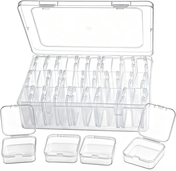 Bead Organizer Box，31Pcs Clear Bead Organizers and Storage Mini Rectangle Plastic Containers, Ideal for DIY Jewelry, Bracelet Making, Nail Art & Small Craft Parts bead bracelet
