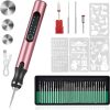 Electric Engraving Pen with 37 Bits, USB Rechargeable Cordless Engraving Machine, Portable DIY Rotary Engraver for Jewelry Wood Glass Stone Carving (Rose red)-0