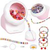 Myartype Clay Bead Spinner and Seed Bead Spinner, 2-in-1 Electric Bead Spinner for Jewelry Making, Bracelet Spinner and Necklace Making Machine with Bead Needles and Thread (Pink)-0