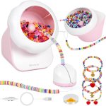 Myartype Clay Bead Spinner and Seed Bead Spinner, 2-in-1 Electric Bead Spinner for Jewelry Making, Bracelet Spinner and Necklace Making Machine with Bead Needles and Thread (Pink)-0