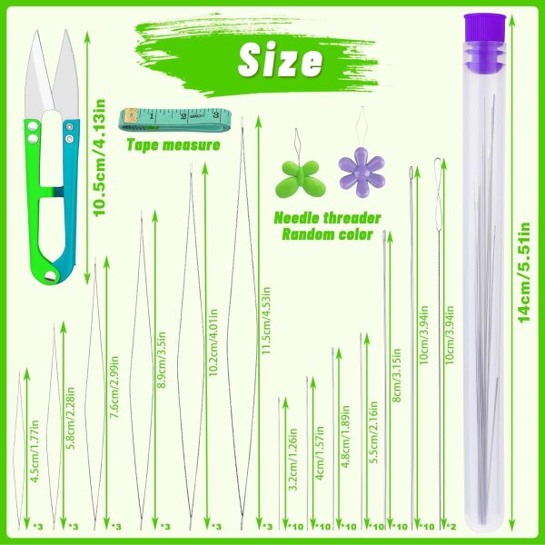 86 Pcs Beading Needle Set,6 Sizes Big Eye Seed Bead Needles,Long Straight Beading Needle,Twist Beading Needles,Flexible Needle for Beads for Jewelry Making-1