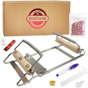 INDIVSHOW Adjustable Bead Loom,Seed Bead Loom Kit Includes Thread,Beading Needles, 8000 Grains Czech Beads,Calipers, Thimble,Yarn Scissors for Adults Kit,Bracelet Making Kit-0
