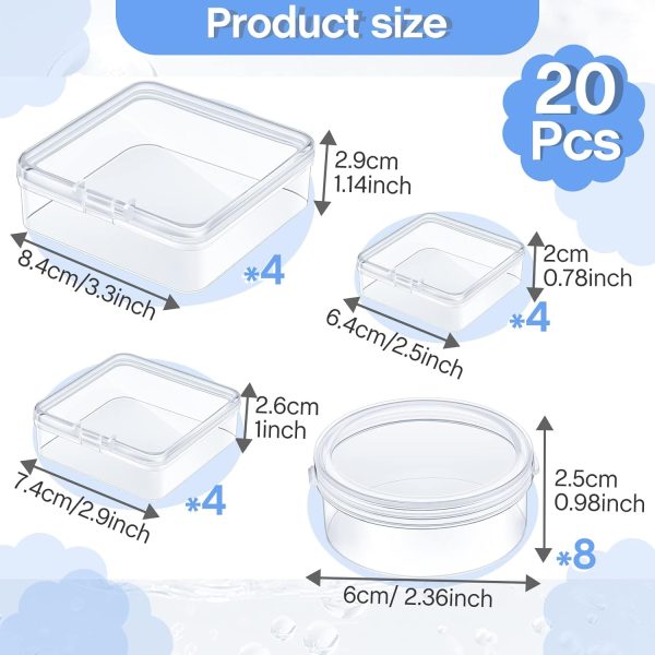 Taiyin 20 Pcs Clear Board Game Tokens Storage Containers Trays Clear Plastic Beads Storage Containers Box Assorted Sizes Storage Boxes Game Components with Lids Pieces, Dice, Tokens, Beads-1