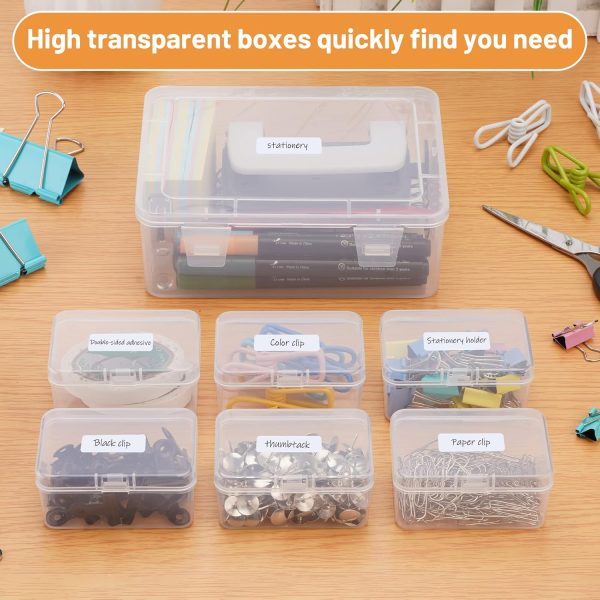 Mathtoxyz Small Bead Organizers and Storage, Clear Storage Containers Rectangle Bead Holder Plastic Cases Transparent Boxes for Nail DIY Craft Making Jewelry Battery Screw-4