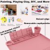 Silicone Art Mat - 17" X 13" With Cup and Palette, Raised Edge for Craft, Artist Creator Mat for Resin DIY, Coral Pink-4