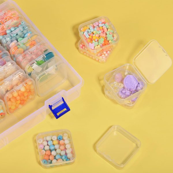 Funtopia 40 Pcs Bead Organizers and Storage, Small Clear Plastic Storage Containers with Lids, Mini Transparent Organizer Boxes for Jewelry, Toys, Beads, Small Parts and Crafts Accessories-1