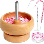 Tilhumt Bead Spinner for Jewelry Making, Effortless Rotating Wooden Clay Bead Spinner with 2 Big Eye Beading Needles and 3000 Seed Beads, Beading Supplies for Making Waist, Bracelets, Necklace-0