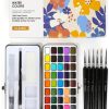Grabie 50 Colors Watercolor Paint Set, Detail Paint Brush Included, Watercolor Paints, Painting Sets, Art Supplies for Painting, Travel Watercolor Set, Amateur Hobbyists watercolor brush