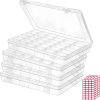 4pack 36 Grids Plastic Clear Organizer Box Bead Storage Containers with Adjustable Dividers for Craft Jewelry Fishing Tackles Parts Storage with 4 Sheets Label Stickers-0