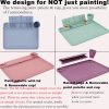 Silicone Art Mat - 17" X 13" With Cup and Palette, Raised Edge for Craft, Artist Creator Mat for Resin DIY, Coral Pink-2