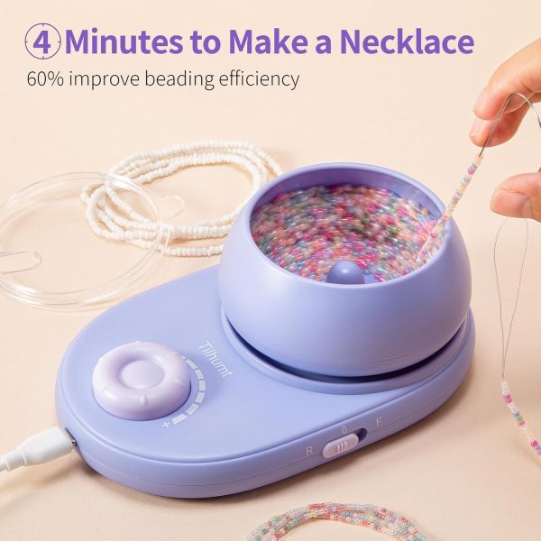 Tilhumt Electric Bead Spinner for Jewelry Making, Forward/Reverse Rotation, Adjustable Speed Clay Bead Spinner with 2 Big Eye Needles, Beading Supplies for Bracelet, Necklace, DIY Crafts (Patented)-3