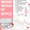 FIVEIZERO 87 Pcs Beading Needles Set – 3 Types: 6 Sizes Big Eye Seed Bead Needle & 6 Sizes Long Straight, Collapsible Twisted Flexible Needle, Beading Needles for Jewelry Making needles ny