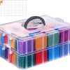 Douorgan Bead Organizer Box - 56 Pcs Small Storage Containers, 2-Tier Portable Stackable Plastic Cases for Bracelet Making, DIY Jewelry, Nail Charms-0