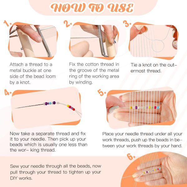 hobbyworker The Third Generation Beading Loom Kit with Seed Beads, Bead Needle,Thread,Needle Threader and Instruction Manual,Bead Looms for Adult Jewelry Beading Supplies-4