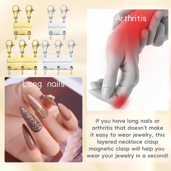 Multi Necklace Layering Clasps Strong Magnetic Clasp, Gold Necklace Separator for Layering, Multiple Jewelry Closures for Layered Look-3