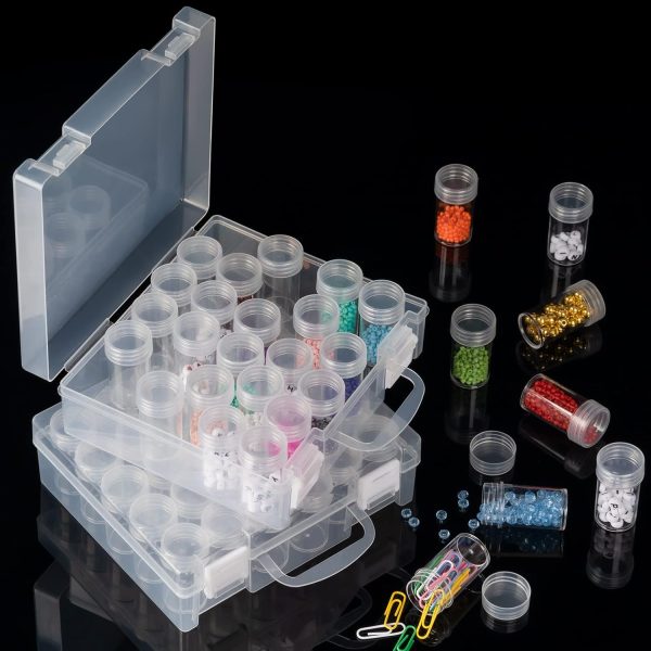 30 Slots Diamond Painting Storage Containers, Bead Organizer, Diamond Containers Diamond Painting Boxes Diamond Embroidery Box Storage Containers 30 Grids Storage Box for Beads Rhinestones (2 Pack)-2
