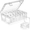 Mathtoxyz Small Bead Organizers, 15 Pieces Plastic Storage Cases Mini Clear Bead Storage Containers Transparent Boxes with Hinged Lid and Rectangle Clear Craft Supply Case-0
