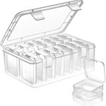 Mathtoxyz Small Bead Organizers, 15 Pieces Plastic Storage Cases Mini Clear Bead Storage Containers Transparent Boxes with Hinged Lid and Rectangle Clear Craft Supply Case-0