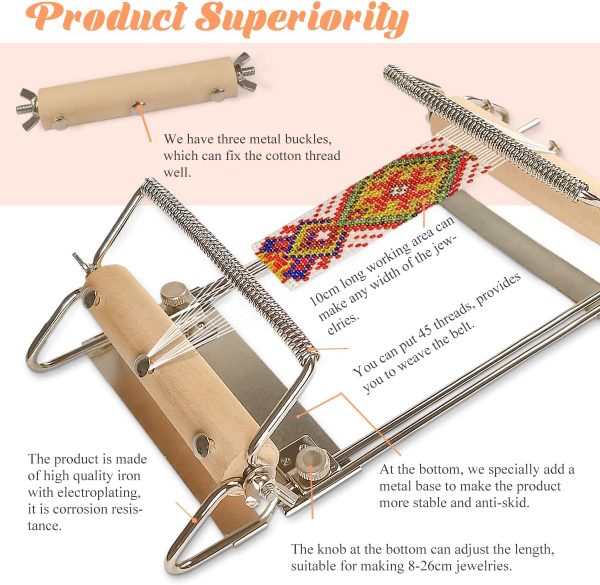 hobbyworker The Third Generation Beading Loom Kit with Seed Beads, Bead Needle,Thread,Needle Threader and Instruction Manual,Bead Looms for Adult Jewelry Beading Supplies-2