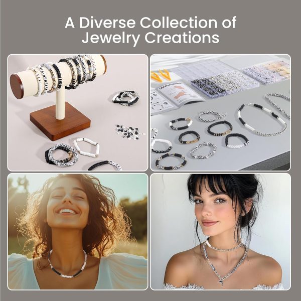 Beadact Bead Spinner for Bracelet Making Kit, 3 Boxes Black White & Gold Clay Beads with Bead Spinner, Friendship Bracelet Making Kit for DIY Crafts with Spacer Beads and Charms,Gift for Bead Lovers-4