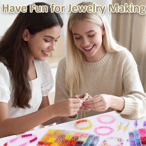 XSEINO About 7200PCS 6mm Glass Beads Bracelet Making Kit,144 Assorted Colors Crystal Glass Beads for Bracelet and Jewelry Making and DIY Crafts,Friendship Gifts,to Give to Friends, Family-4