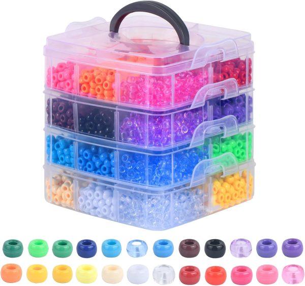 Simetufy 4200Pcs Pony Beads, 24 Colors Kandi Beads Bulk for Bracelets Making Hair Braiding Kandi Friendship Bracelet Craft DIY Jewelry Making Christmas Gifts (Boxed)-0