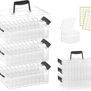 Bead Organizer Box 90 Pcs, 3-Tier Large Capacity Stackable Bead Storage Containers, Portable Plastic Craft Organizers for Jewelry Making, Bracelets, DIY, Nail Art Charms-0