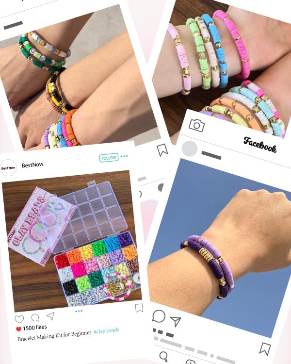 BestNow Clay Beads Bracelet Making Kit Toys for Girls Kids Charms Kit 18 Colors Friendship Bracelet Kit Letter Beads DIY Crafts Teen Girl Gifts Toys for Ages 6 7 8 9 10 11 12-2