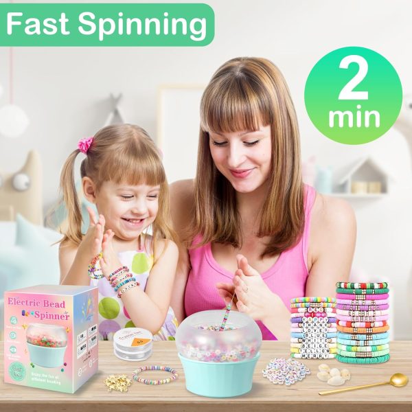 Hicdaw All-in-One Electric Bead Spinner with 7200 PCS Clay Beads for Necklaces and Bracelets, Efficient Jewelry Making Kit, Perfect Craft Gift for Teens Adults, Easy Operation, Quick Results, Green-1