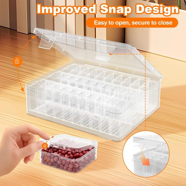 2 Pack 60 Pcs Bead Organizer Box, Clear Plastic Storage Containers Features Hinged Lid and Labels, Craft Storage Box for Jewelry, Diamonds, Clay Beads, Bracelets, Screws, Seeds, Small Parts-4