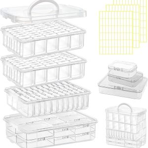 131pcs Bead Storage Container,4Tier-Bead Organizer Boxes And Craft Storage Boxes, Storage Stackable portable box,DIY Jewelry Craft Nails, Bracelets, Jewelry, Diamonds, Pens, (4Tier)-0