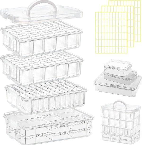 131pcs Bead Storage Container,4Tier-Bead Organizer Boxes And Craft Storage Boxes, Storage Stackable portable box,DIY Jewelry Craft Nails, Bracelets, Jewelry, Diamonds, Pens, (4Tier) container house