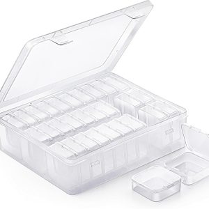 MOLN HYMY Bead Organizer, 30pcs Clear Bead Containers for Organizing, Small Plastic Box with Hinged Lids and 60 Labels for Bracelet Making DIY Jewelry Crafts and Various Accessories-0