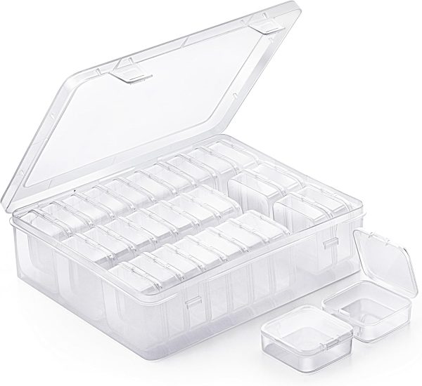 MOLN HYMY Bead Organizer, 30pcs Clear Bead Containers for Organizing, Small Plastic Box with Hinged Lids and 60 Labels for Bracelet Making DIY Jewelry Crafts and Various Accessories-0