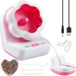 Electric Bead Spinner with Base,Automatically Clay Bead Spinner with 2 Needles Fast Beading Bead Spinner Machine Effortless Electric Bead Bowl Spinner for Jewelry Making DIY Bracelets Necklaces (Pink)-0