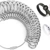 Bflaae Ring Sizer Measuring Tool Kit, 27 PCS Stainless Steel Measuring Ring Tool, US Ring Size 0-13 with Half Size, 2 PCS Reusable Finger Size Tape with Magnified Glass 1-17 USA Rings Size-0